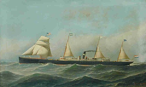 Het passagiersschip ss. Rotterdam van de Nederlandsch-Amerikaansche Stoomvaart Maatschappij, 1887, Antonio Jacobsen