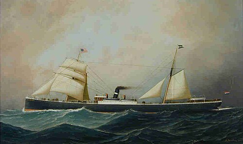 Het passagiersschip ss. Schiedam van de Nederlandsch-Amerikaansche Stoomvaart Maatschappij, 1883, Antonio Jacobsen
