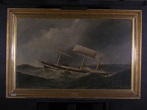 Koopvaardijbark 'Nereus' in nood, 1878, Antonio Jacobsen