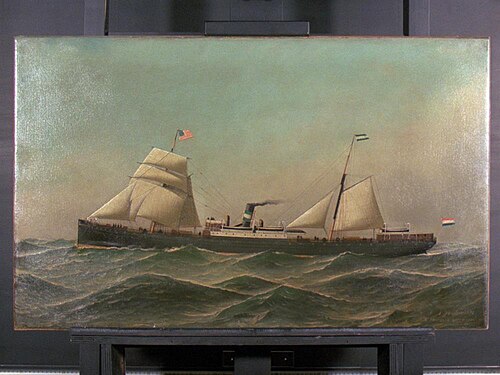 Het s.s. 'Schiedam' (I) van de Nederlandsch Amerikaansche Stoomvaart Maatschappij (NASM), 1878, Antonio Jacobsen