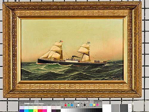Het s.s. 'Leerdam' (I) van de Nederlandsch Amerikaansche Stoomvaart Maatschappij (NASM), 1883, Antonio Jacobsen