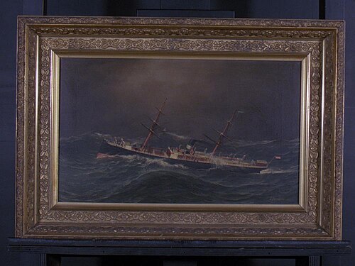 Het s.s. 'Maasdam' van de N.A.S.M. (Holland-Amerika Lijn), 1880, Antonio Jacobsen
