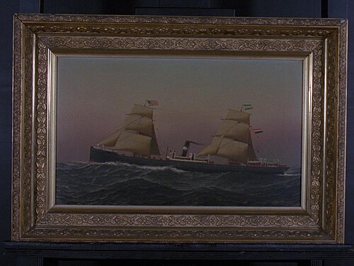 Het s.s. 'Amsterdam' (I) van de Nederlandsch Amerikaansche Stoomvaart Maatschappij (NASM), 1880, Antonio Jacobsen