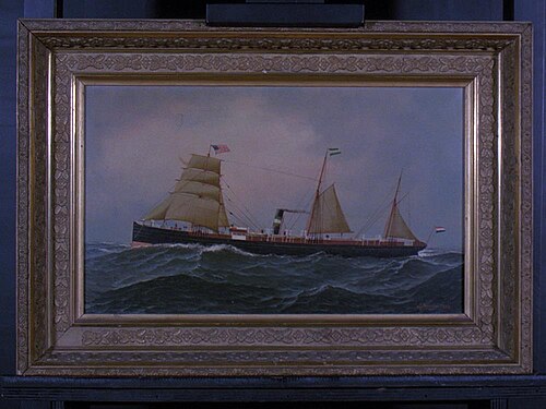 Het s.s. 'Schiedam' (I) van de Nederlandsch Amerikaansche Stoomvaart Maatschappij (NASM), 1880, Antonio Jacobsen