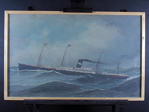 Het s.s. 'Amsterdam' (II) van de Nederlandsch Amerikaansche Stoomvaart Maatschappij (NASM), 1894, Antonio Jacobsen