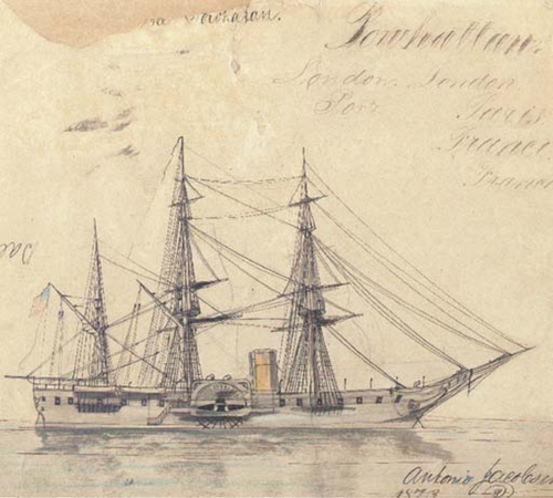 Portrait of paddle frigate USS Powhatan., 1873, Antonio Jacobsen