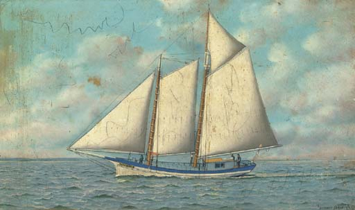 The fishing smack Virginia off a coast., 1909, Antonio Jacobsen