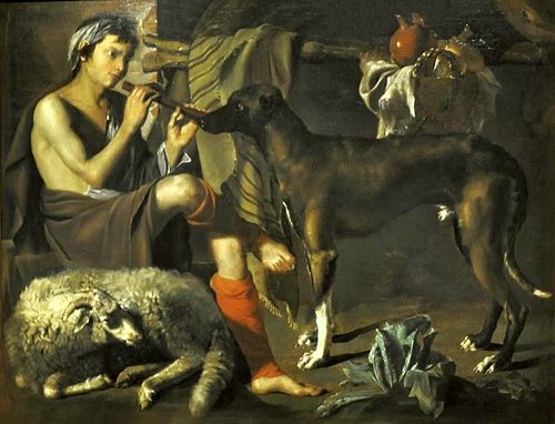 The shepherd playing his flute., 1650, Antonio Maria Vassallo