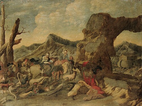 Shepherds with their flock in a landscape (small), 1650, Antonio Travi