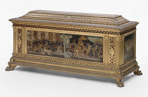 Cassone with three painted panels, , Apollonio di Giovanni