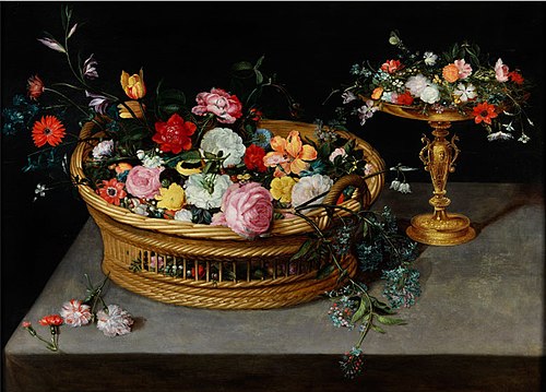 Basket with flowers and tazza, 1630, Jan Brueghel le Jeune