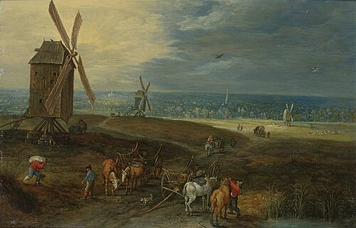 Extensive Landscape with Travellers Before a Windmill, 1650, Jan Brueghel le Jeune