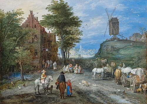 Dorfeingang mit Windmühle, , Jan Brueghel the Younger