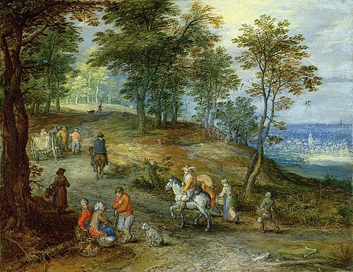 Waldige Landschaft mit Fahrweg, 1607, Jan Brueghel the Younger