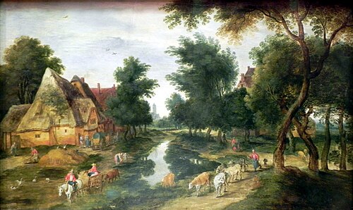 Dorfstraße mit Teich (Sommer), , Jan Brueghel le Jeune