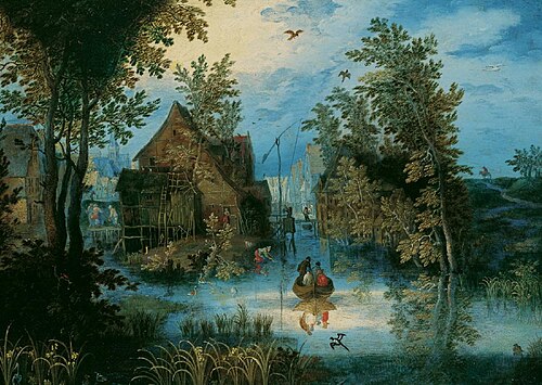 Village canal, , Jan Brueghel the Younger