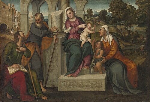 Sacra Conversazione in a Landscape., 1550, Antonio Palma