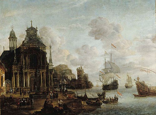 Harbour scene, 1673, Johannes Storck