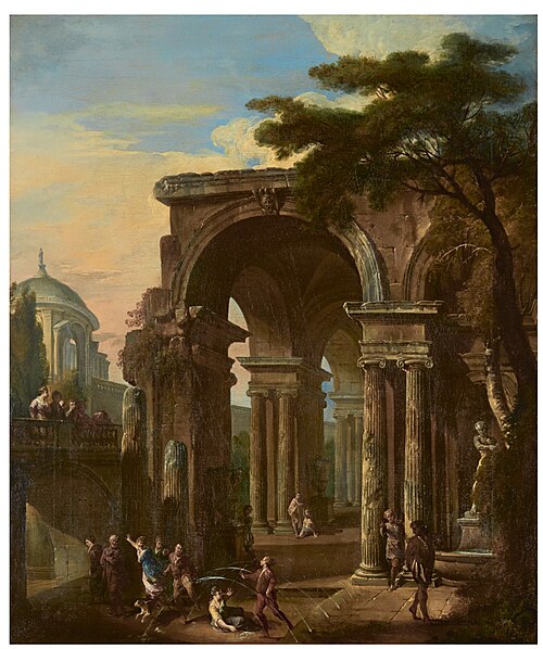 Figures among roman ruins, , Giovanni Paolo Panini