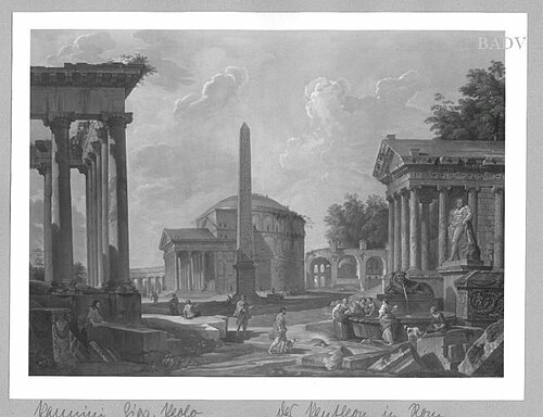 Roman architecture + figures, 1736, Giovanni Paolo Panini