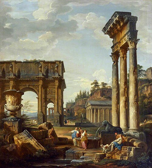 Landscape with the Arch of Constantine, 1737, Giovanni Paolo Panini