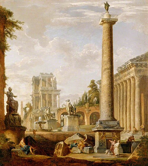 Roman Landscape with the Column of Trajan, 1737, Giovanni Paolo Panini