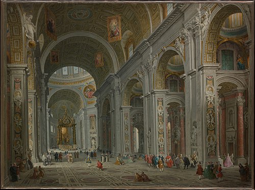 Interior of Saint Peter's, Rome, 1754, Giovanni Paolo Panini