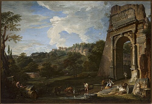 Landscape with the Arch of Titus, 1701, Giovanni Paolo Panini