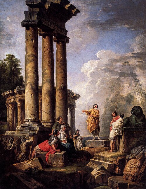 Ruins with Saint Paul preaching, 1735, Giovanni Paolo Panini