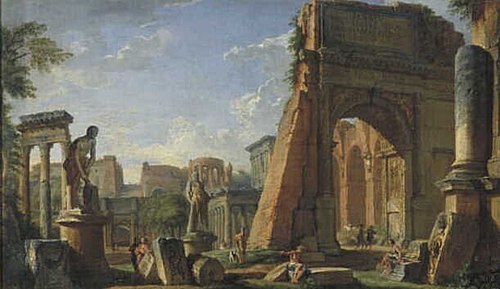 Capriccio with Motifs of the Forum Romanum, 1742, Giovanni Paolo Panini