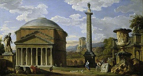 Capriccio of Roman Ruins with the Pantheon, 1737, Giovanni Paolo Panini