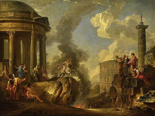 Marcus Curtius leaping into the gulf, , Giovanni Paolo Panini