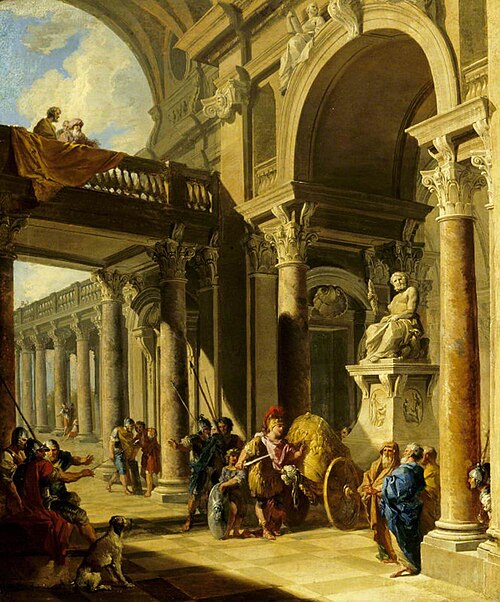 An Architectural Capriccio with Alexander cutting the Gordian Knot, 1740, Giovanni Paolo Panini