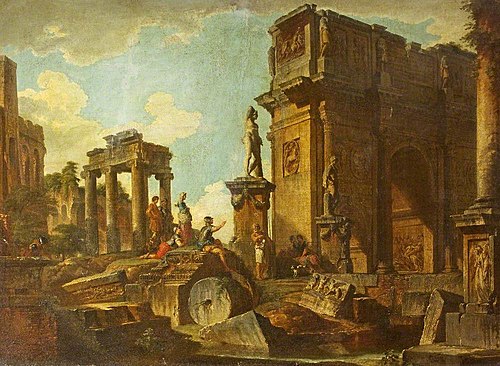 Classical Ruins with the Arch of Constantine, 1738, Giovanni Paolo Panini
