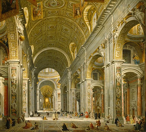 Interior of St. Peter's, Rome, 1750, Giovanni Paolo Panini