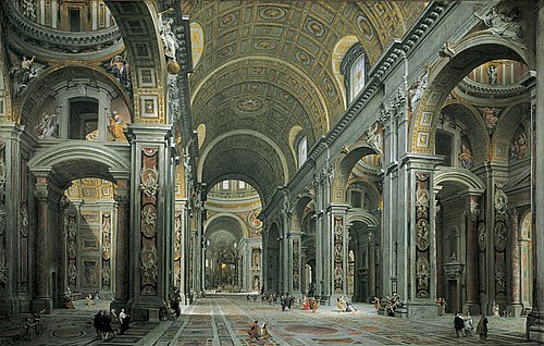 Interior of St. Peter’s, Rome, 1731, Giovanni Paolo Panini