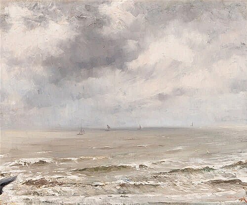 Sailing boats on the sea, 1909, Guillaume Van Strydonck