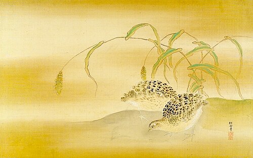 Pair of Quail and Reeds, 1683, Kanō Tansetsu