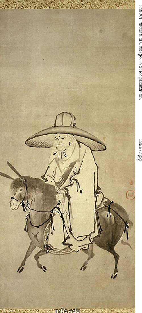 The Poet Du Fu Riding a Donkey, 1617, Kano Shigenobu