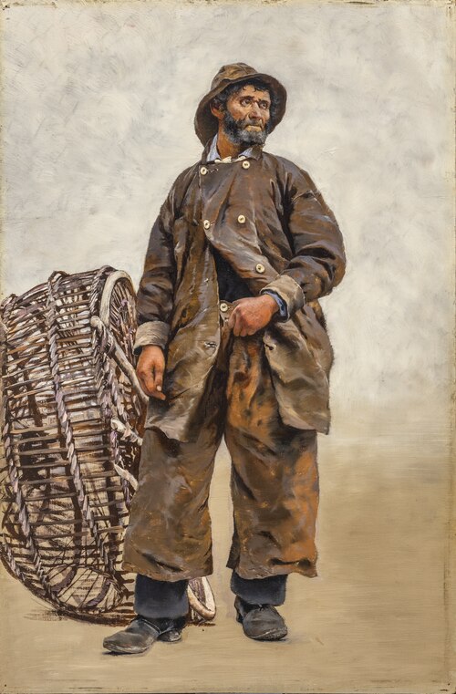 Fisherman with Basket, 1881, August Hagborg
