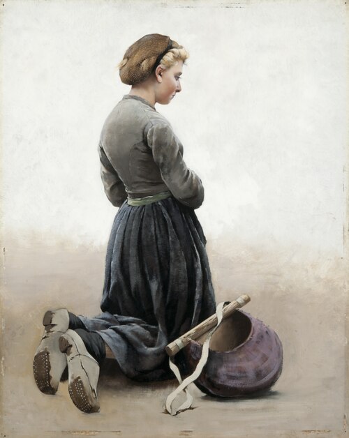 Girl kneeling, 1881, August Hagborg