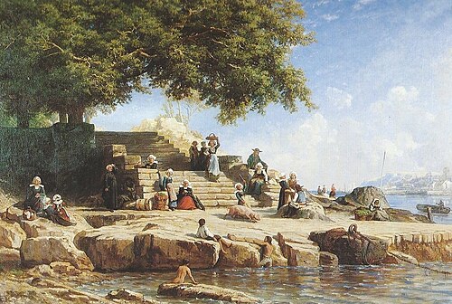L'Escalier du bac, à Douarnenez, 1870, Auguste Anastasi