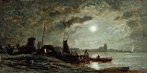 River Scene, Moonlight, , Auguste Anastasi