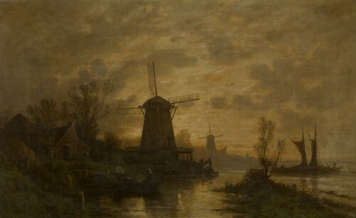 Windmills in Schiedam, 1867, Auguste Anastasi