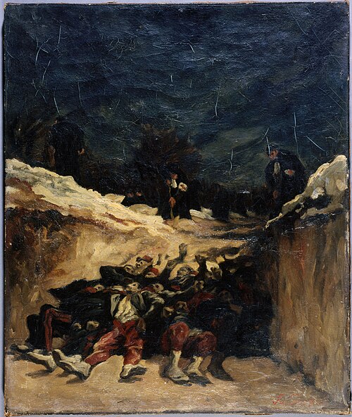 Zouaves morts dans une tranchée. Scène de la guerre de 1870, 1870, Auguste André Lançon