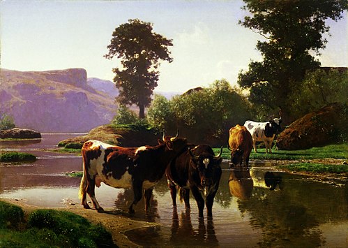 Du bétail par un lac, , Auguste Bonheur