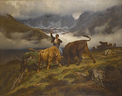 Le combat, souvenier des Pyrenees, 1862, Auguste Bonheur