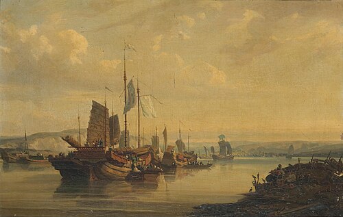 A View of Junks on the Pearl River, China, 1845, Auguste Borget