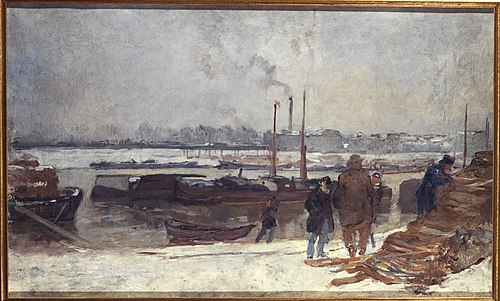 La Seine, au quai d'Austerlitz, effet de neige, 1900, Auguste Lepère