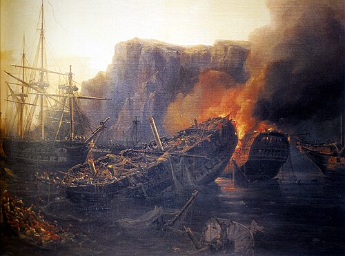 Le soir de la bataille de Navarin, 1840, Auguste Mayer